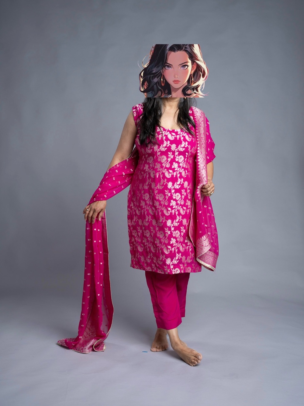 Women’s Pink Floral Embellished Salwar Kameez Set